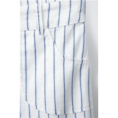 STRIPED LINEN BLEND TROUSERS