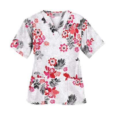 UA Floral Terrace Black Scrub Top