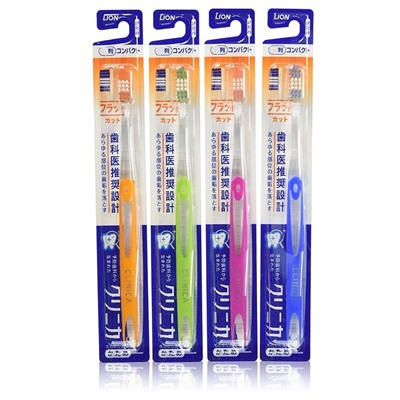 LION Зубная щетка очищение Clinica brush flat hard 3х рядная минищетина жесткая