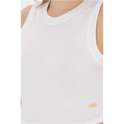 Kadın Beyaz Bisiklet Yaka Crop Basic Tişört