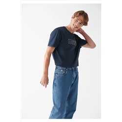 Mavi Logo Baskılı Lacivert Tişört Slim Fit / Dar Kesim 065781-28417