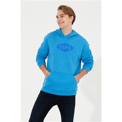 Erkek Kobalt Melanj Kapüşonlu Sweatshirt