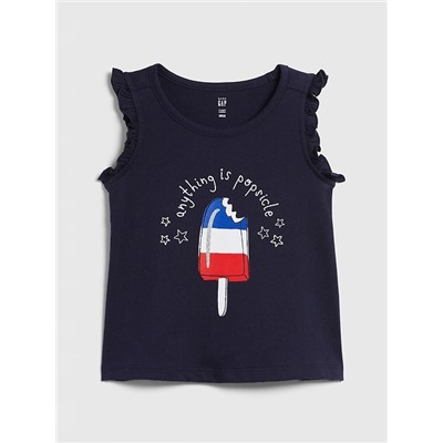 Toddler Graphic Tank with Ruffles