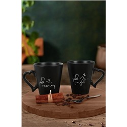 Keramika Mat Siyah Good Morning-Night Kalp Kulplu Kupa 9 Cm 2 Adet ST008302F956A469100MAK1P00