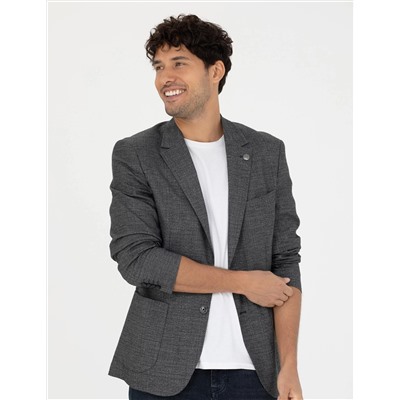 Füme Keten Karışımlı Blazer Ceket