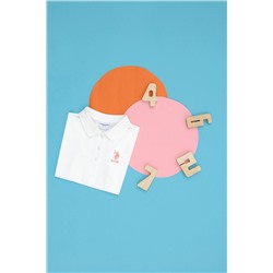 Kız Çocuk Ekru Polo Yaka Basic Sweatshirt