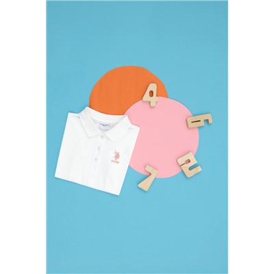 Kız Çocuk Ekru Polo Yaka Basic Sweatshirt
