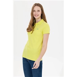 Kadın Neon Sarı Basic Polo Yaka Tişört