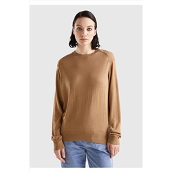 United Colors of Benetton Kadın Taba Kaşmir Karışımlı İnce Kazak 123A108AD106B