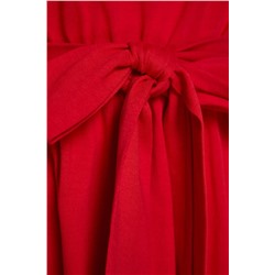 Kırmızı Kuşaklı Bisiklet Yaka Örme Elbise TBBSS22AH0242