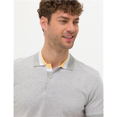 Açık Gri Melanj Slim Fit Dokulu Polo Yaka Tişört