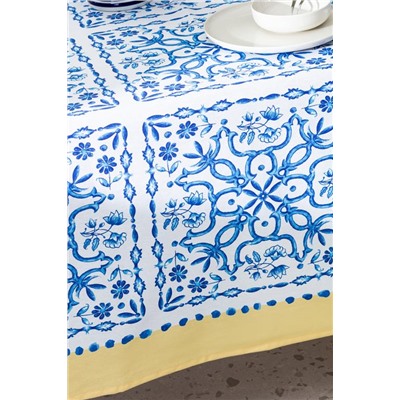 Ligny Masa Örtüsü - 150x150 cm - Mavi/Bej