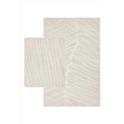 Bluenity Venetion Doğal Pamuklu Banyo Kilim Seti 60x100 50x60 Cm Ekru Venetion01