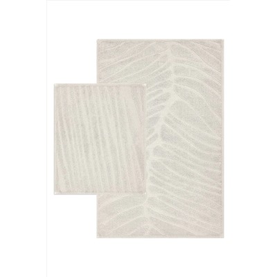 Bluenity Venetion Doğal Pamuklu Banyo Kilim Seti 60x100 50x60 Cm Ekru Venetion01