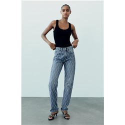 TRF MID-RISE JEANS WITH RHINESTONES