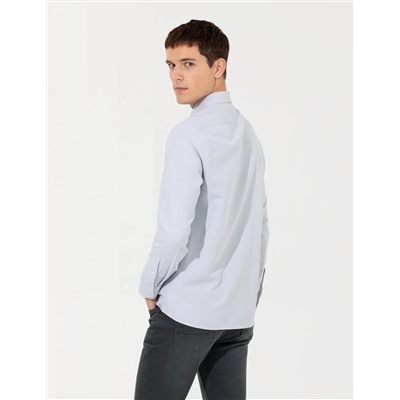 Gri Slim Fit Oxford Gömlek