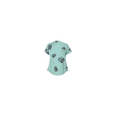 UA Spacious Bouquet Cool Blue Snap Front Scrub Top