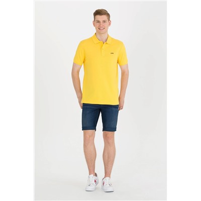 Erkek Koyu Sarı Basic Polo Yaka Tişört