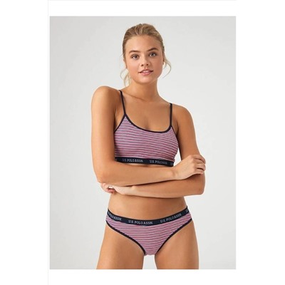 U.S. Polo Assn. Çizgili Büstiyer Slip Takım Lacivert POLO-66250-LACİVERT