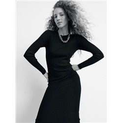 Strickkleid mit Gestreifter Struktur
