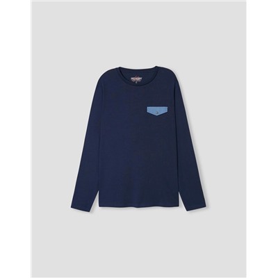 Long Sleeved Pyjamas T-Shirt, Men, Dark Blue