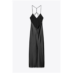 SATIN MIDI DRESS WITH STRAPS ON THE BACK