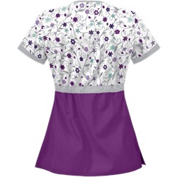 UA Flower Patch White Mock Wrap Scrub Top