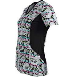 White Cross Scrubs Tweet Hearts Print Top