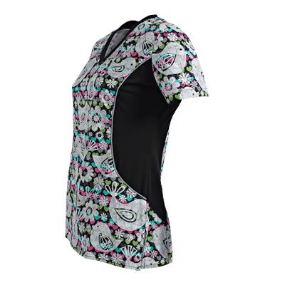 White Cross Scrubs Tweet Hearts Print Top