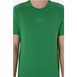 Erkek Regular Fit Bisiklet Yaka Yeşil Tişört