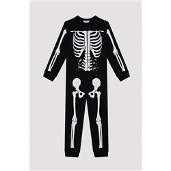 Penti Unisex Çocuk İskelet Desenli Siyah Pijama Takımı PNK07CVR23SK-BK3