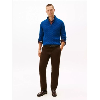 Cable Knit Mockneck Quarter-Zip Sweater