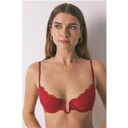 Sujetador BEAUTIFUL relleno encaje rojo brillo