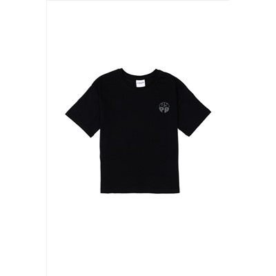 Erkek Çocuk Siyah Comfort Basic Bisiklet Yaka Tişört