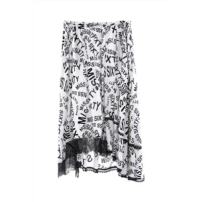 Falda midi Blanco y negro