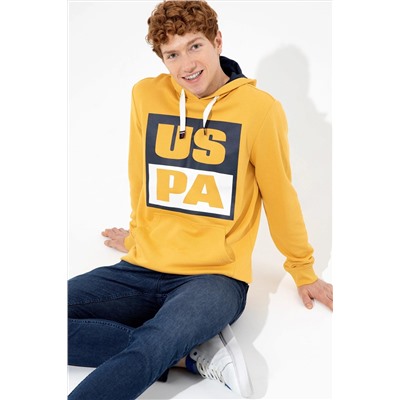Erkek Safran Kapüşonlu Sweatshirt