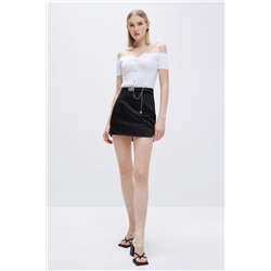 Minifalda de talle alto Negro