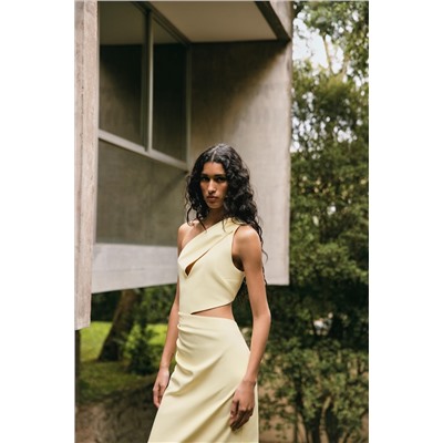 ASYMMETRIC CUT OUT MIDI DRESS