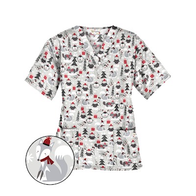 UA Winter Playground Black Scrub Top
