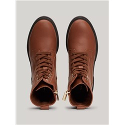 Logo Lace-Up Cleated Leather Boot