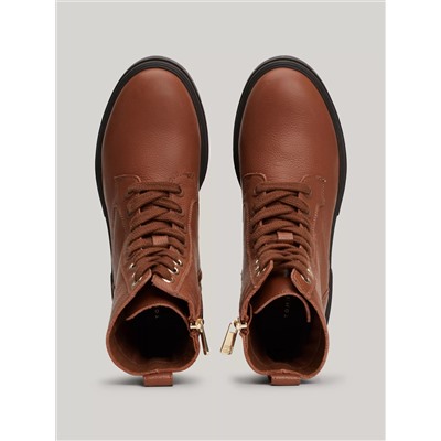 Logo Lace-Up Cleated Leather Boot