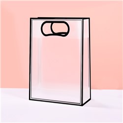 [EVEEPACK] Подарочный пакет PP, прозрачный матовый, черный кант 21x27x11см, 1 шт