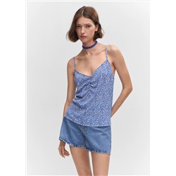 Top fruncido estampado