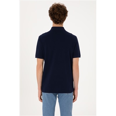 Erkek Regular Fit Polo Yaka Lacivert Tişört