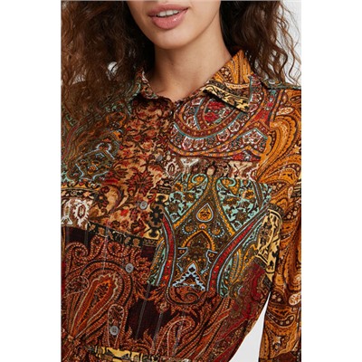 Vestido camisero estampado metalizado