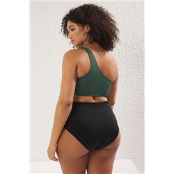 Yeşil Tek Omuz Büyük Beden Bikini Üstü TBBSS24CT00001