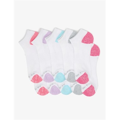 LADIES 10PK WHITE LOW CUT TIPPED SOCKS