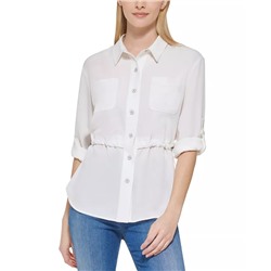 KARL LAGERFELD PARIS Drawstring Waist Blouse