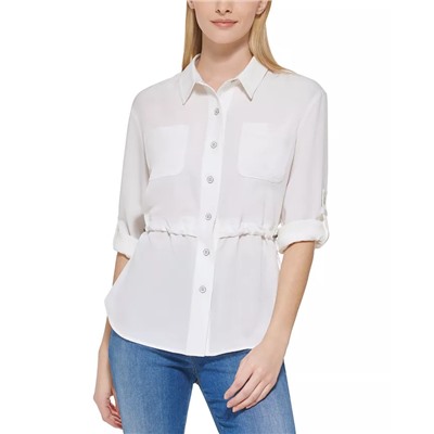 KARL LAGERFELD PARIS Drawstring Waist Blouse