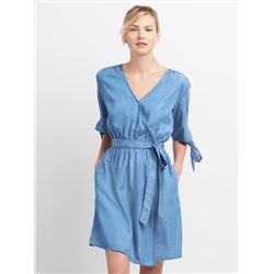 Tie-Sleeve Wrap Dress in TENCEL™